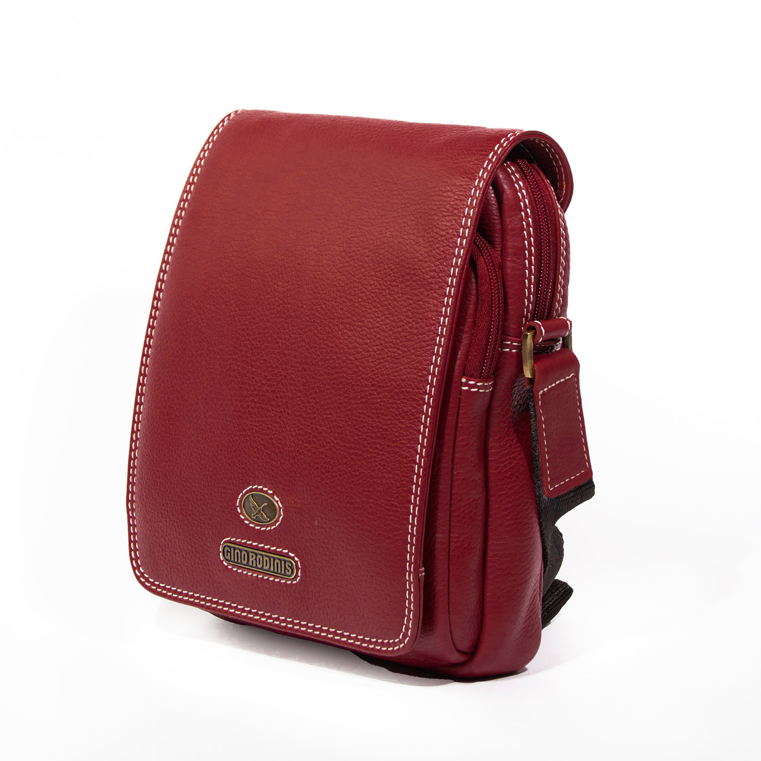 Morral de Cuero Hombre -1310 Rojo - Imagen 2