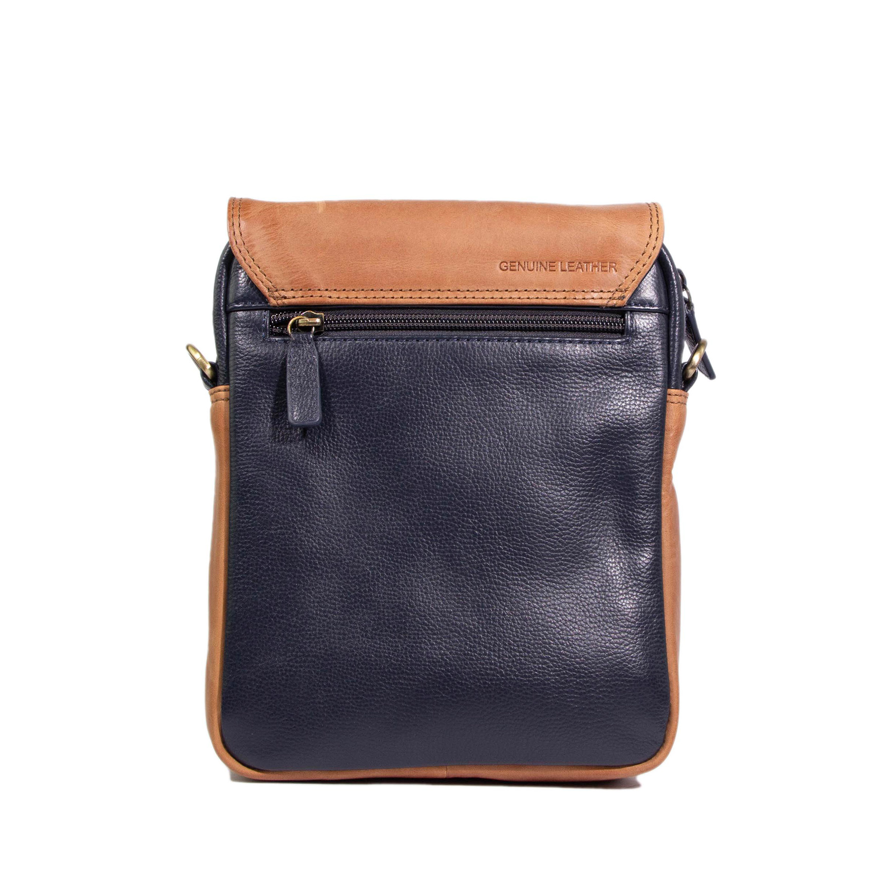 Morral de Cuero Hombre 2401 Camel - Azul Oscuro - Imagen 4