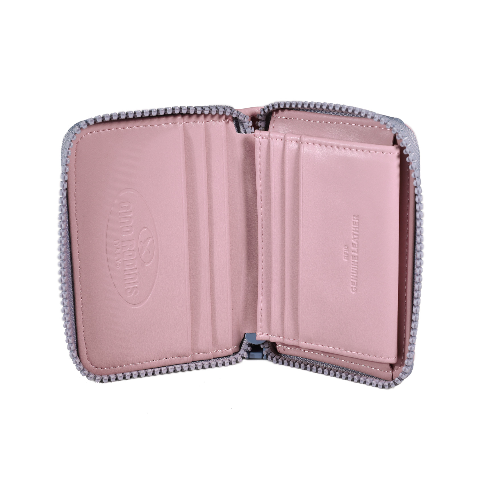 Vista Interior de Billetera de Mujer de cuero - Colección Diana - 1147Rosado - Gino Rodinis