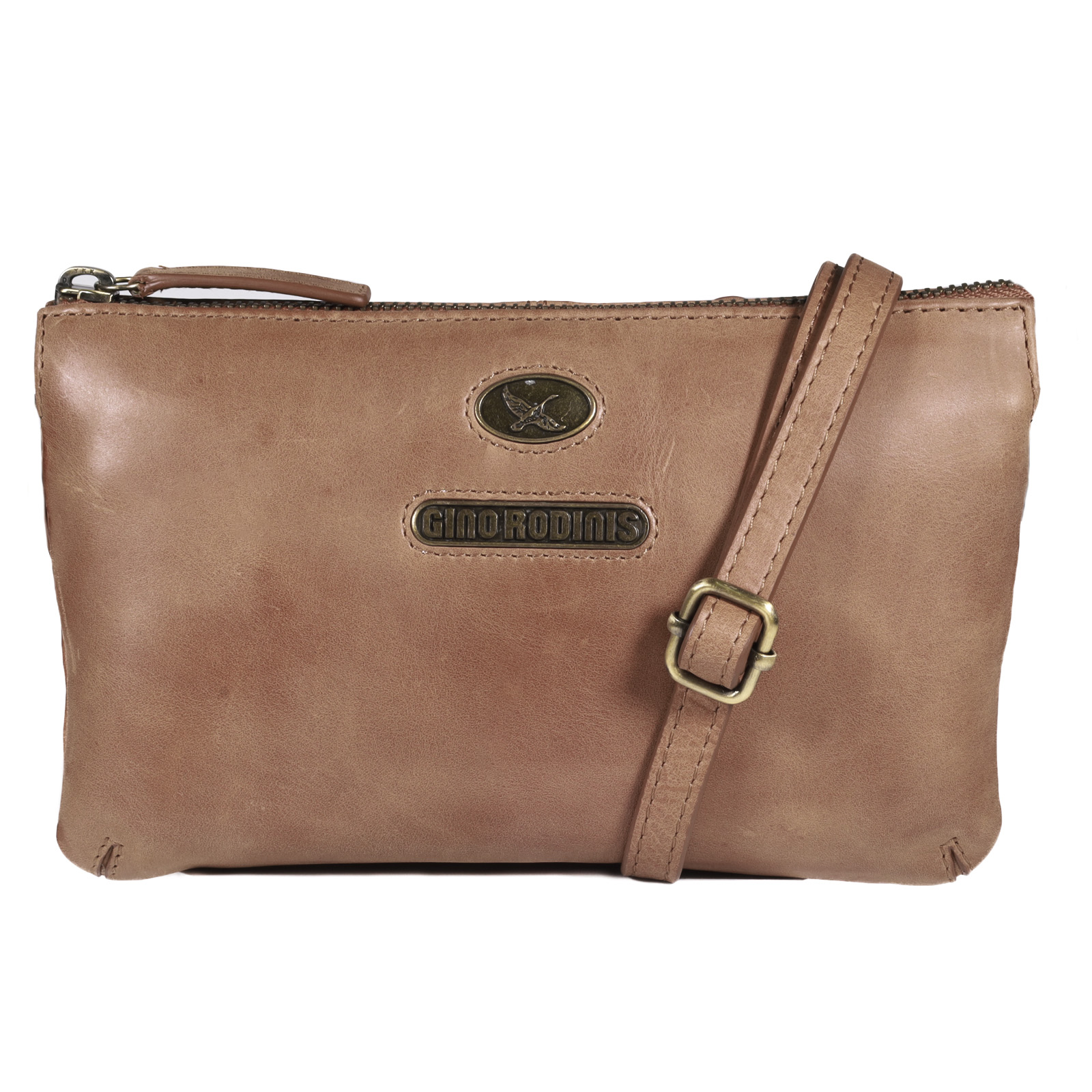 CARTERA DE CUERO MUJER - COLOR CAMEL - MODELO 2096 - GINO RODINIS