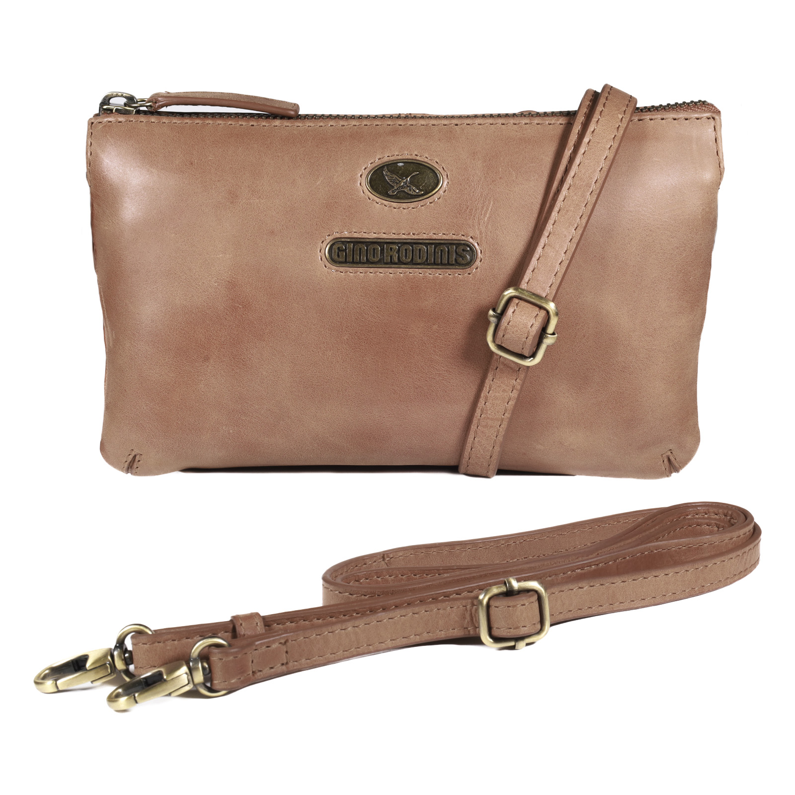 CARTERA DE CUERO MUJER - COLOR CAMEL - MODELO 2096 - GINO RODINIS
