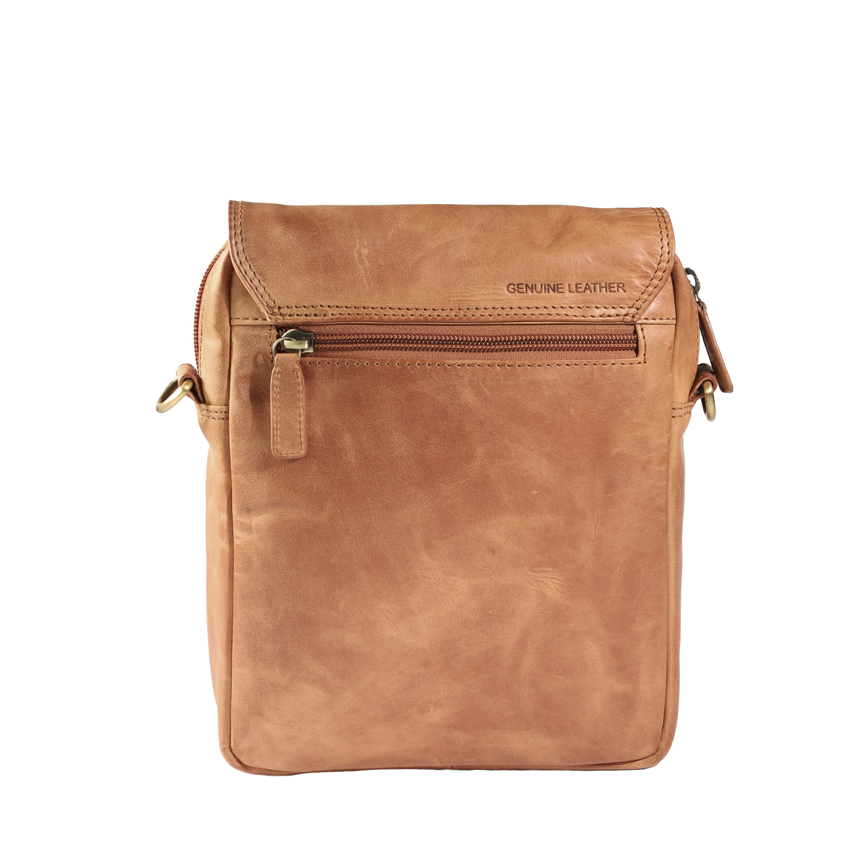 Vista Posterior Morral de cuero 2403 color Camel - Gino Rodinis