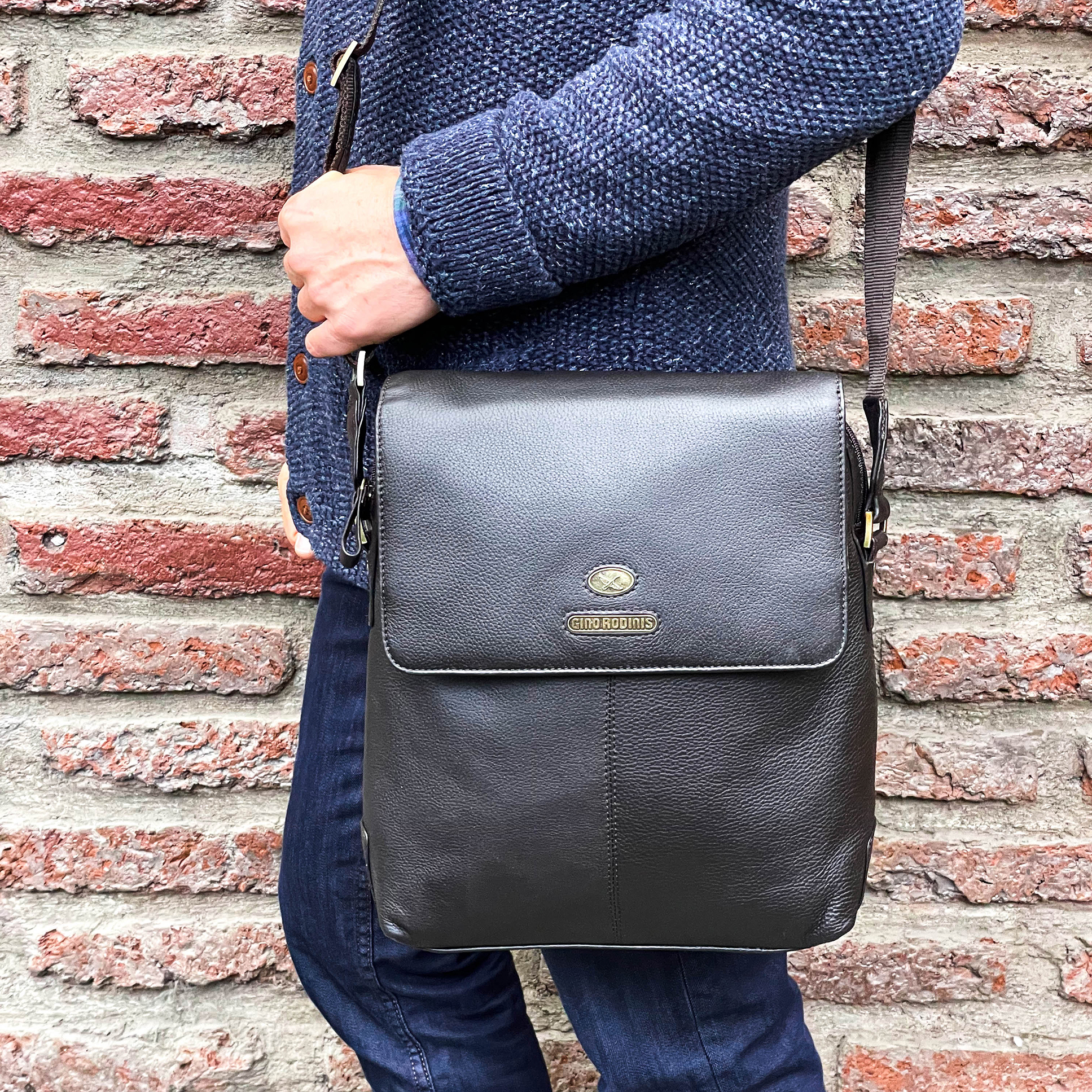 Morral de Cuero Hombre 1309 Café - Imagen 5