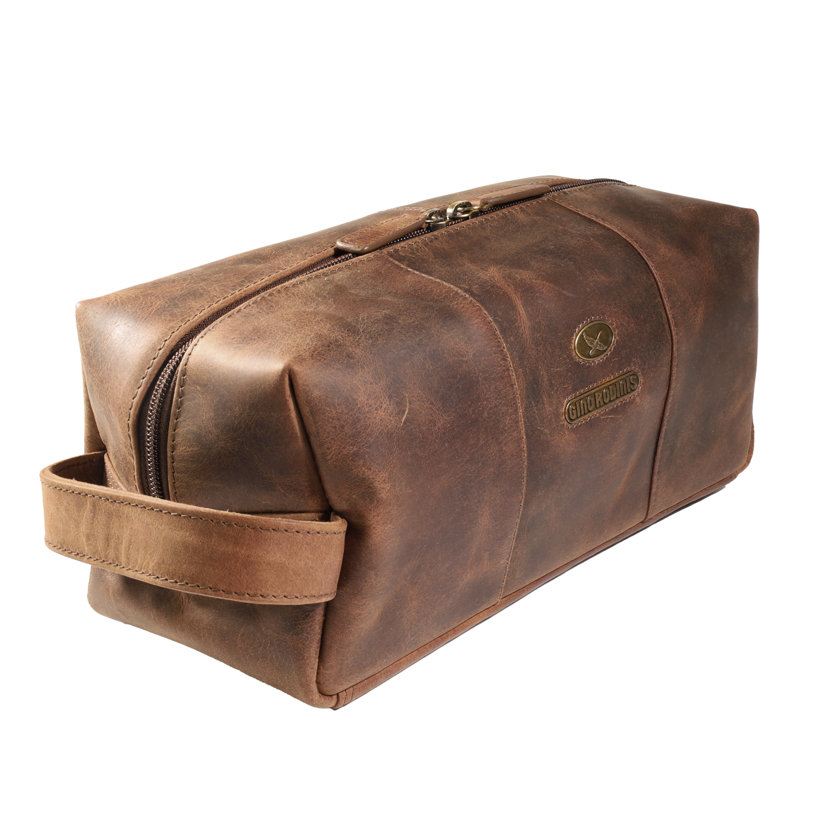 Vista Frontal - lateral de Necessaire 1305 color Camel - Gino Rodinis