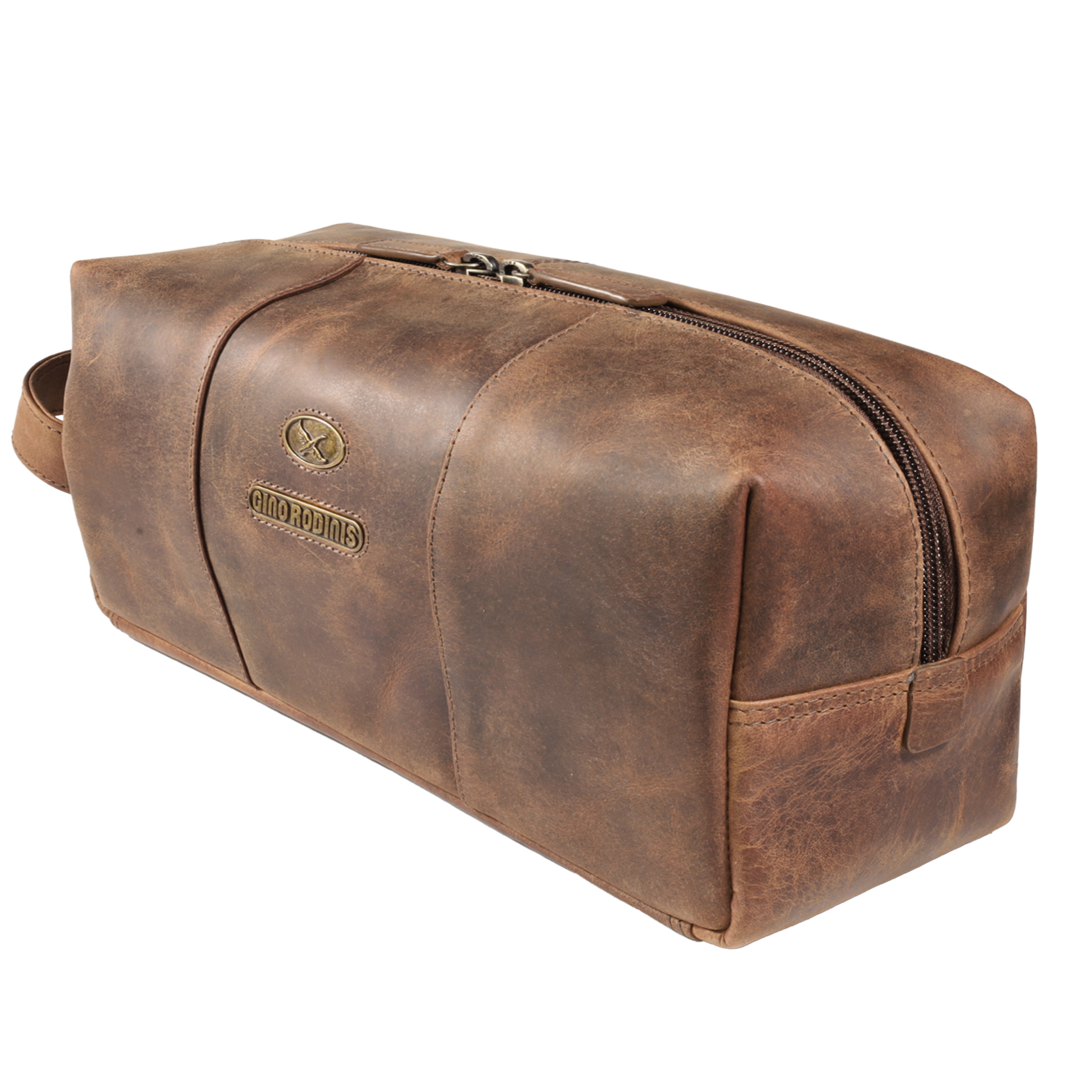 Vista Frontal - Lateral de Necessaire 1305 color Camel - Gino Rodinis