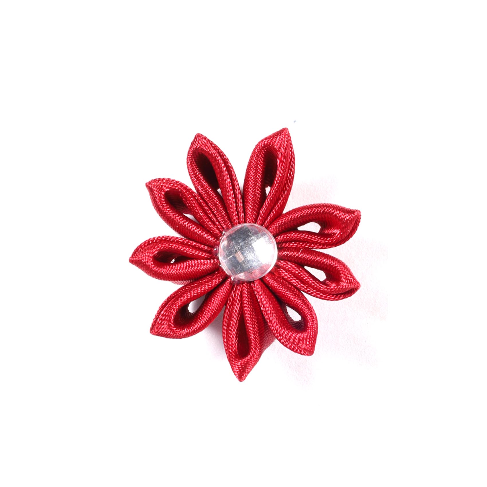Vista frontal de Pin de tela rigida con forma de flor Pin026 - Flor de Genero Roja - Gino Rodinis