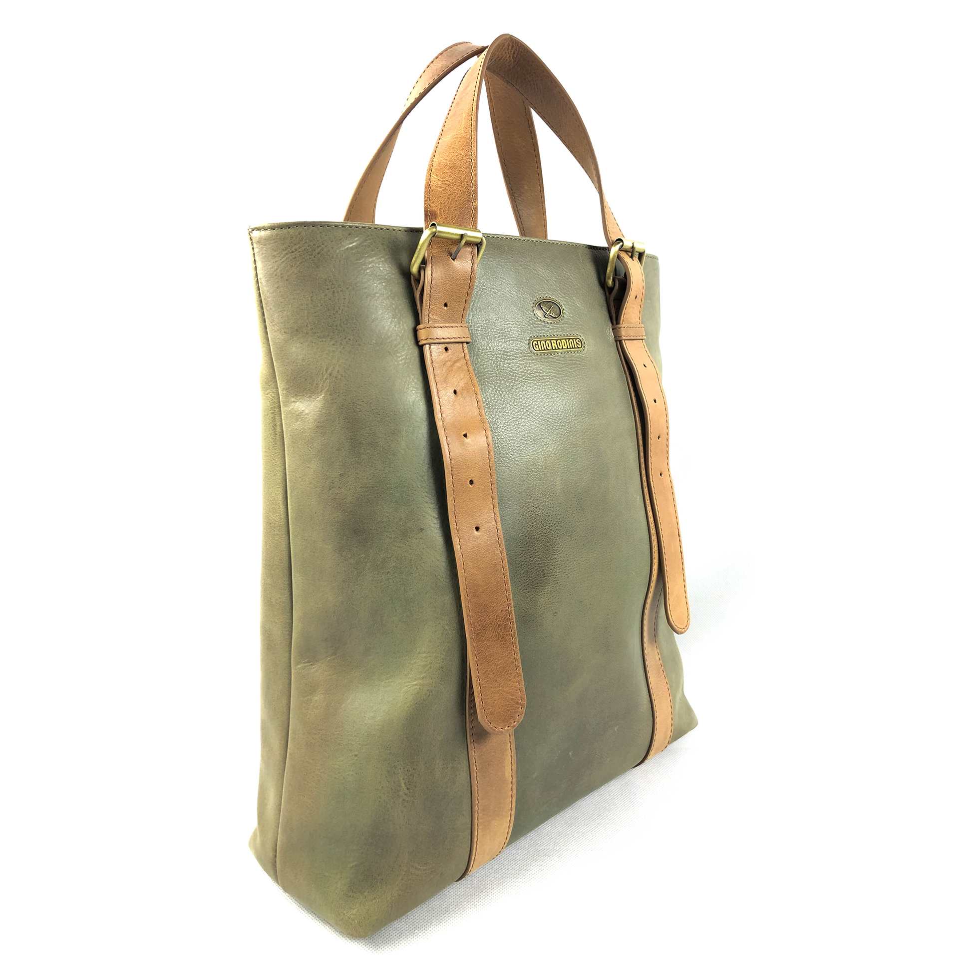 Tote Bag 2202 Verde Olivo/Camel - Imagen 2